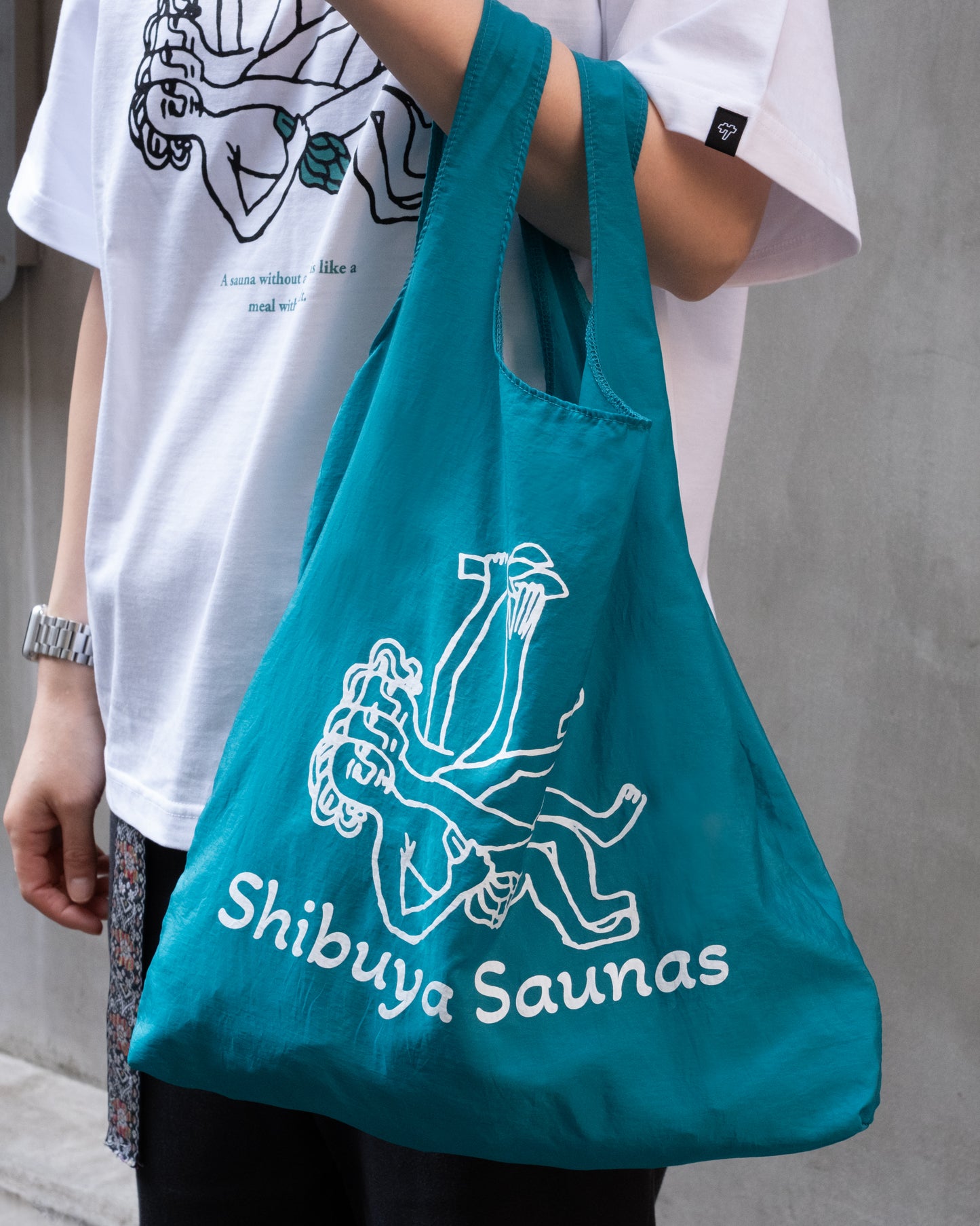 渋谷SAUNAS「いにしえのサウナー」ナイロンエコバッグ